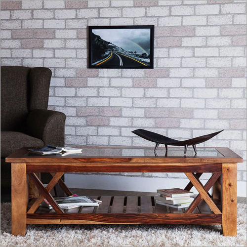 Handmade Wooden Center Table With Glass Top