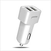 White 2 Usb Port Car Charger With 1mtr Micro Usb Cable