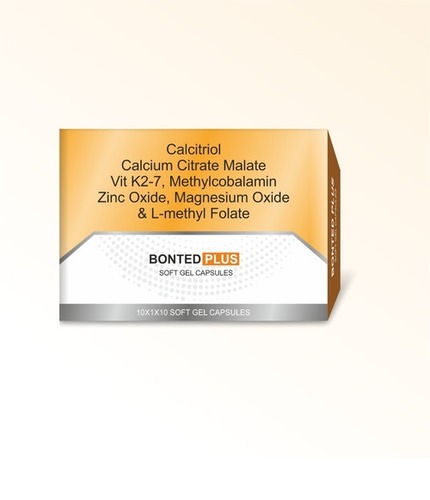 BONTED PLUS CAP Calcitriol Calcium Citrate Malte Vitamin K2-7 Methylcobalamin Zinc Magnesium and L-Methyl Folate Soft Gelatin Capsules