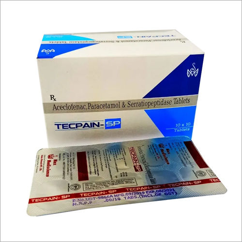 TECPAIN SP TABLET Aceclofenac Paracetamol and Serratiopeptidase Tablets
