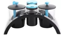 Spice Storage Container - Plastic, 10.5 X 7.5 X 5.5 Inches | Blue Arched Design, Set Of 4, 100 Ml Capacity