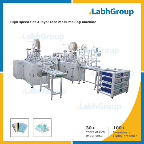 High Speed Flat 3-layer Surgical Face Mask Making Machine