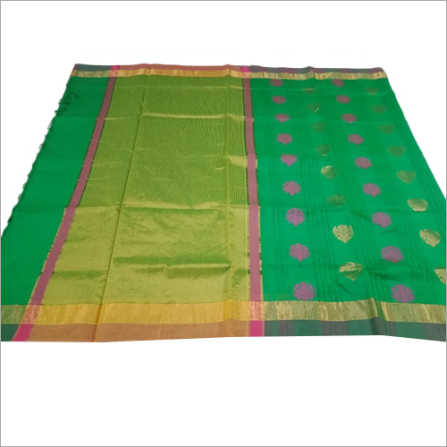 Green Chanderi Cotton Saree - Multicolor Printed Fabric | Stylish for Casual Wear in Rainy, Spring, Summer & Winter Seasons