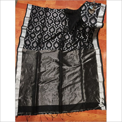 Organic Linen With Allover Zari Handloom Sarees