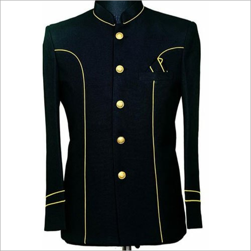 Black Full Sleeves Cotton Hotel Uniform Coat