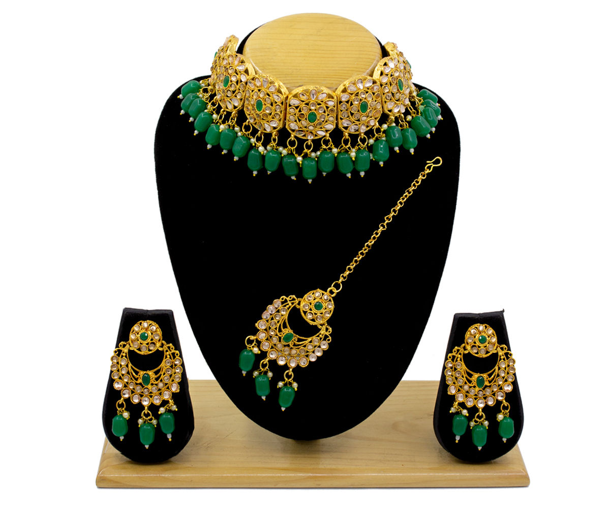 Latest Choker Design Traditional Gold Plated Kundan Patti Choker