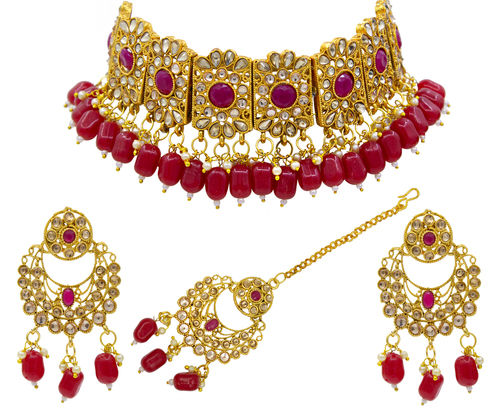 Kundan Red Beads Patti Choker