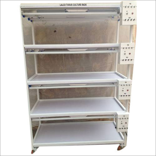 Tissue Culture Rack - Mild Steel, 3 Feet Height, White Finish | Epoxy Powder Coated, Glare-Free Fluorescent Lighting, 1 Year Warranty