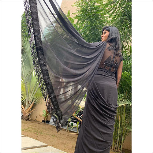Black Ladies Modern Saree