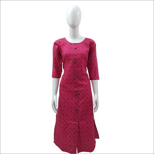 Ladies Cotton Printed Kurtis - Hypo-Allergenic Available in M L S XL Sizes 3/4th Sleeves Boat-Line Neck Casual Wear for All Seasons - KHODAL KRUPA CREATION