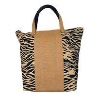 12 Oz Dyed Canvas Tote Bag With Zebra Print & Centre Jute Trimmed