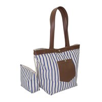 12 Oz Natural Canvas Tote Bag With Pu Pocket , Pu Trimmed Top & Pu Handle