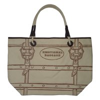 12 Oz Canvas Printed Tote Bag With Pu Trimmed Handle