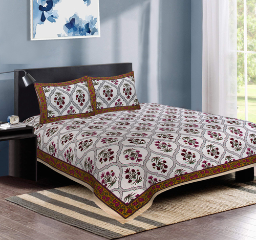 Pure Cotton Printed Double Bedsheet (90 X108 Inch) Length: 108 Inch (In)