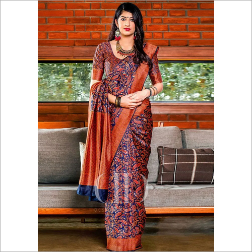 Casual Ladies Navy Blue Designer Soft Banarasi Silk Saree