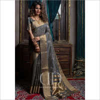 Ladies Grey Designer Soft Mysore Silk Embroidered Saree