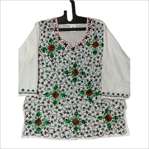 Ladies Cotton Printed Top - Embroidered Multicolor Design , All-Season Fit for All Sizes