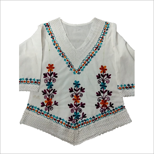 Ladies Chicken Embroidered Top - Cotton Blend, All Sizes | Multicolor, All-Season Wear with Artistic Embroidery Design