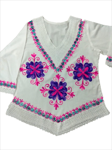 Ethnic Embroidered Top - Cotton Blend, All Sizes | Multicolor, Intricate Embroidered Pattern, Perfect for All Seasons