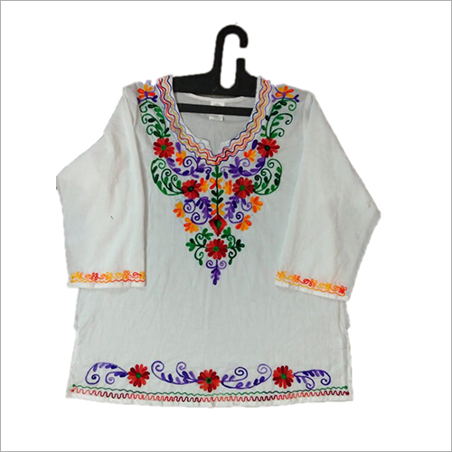 Ladies Floral Embroidered Top - Cotton Fabric, All Season Fit | Embroidered Pattern, Available in All Sizes