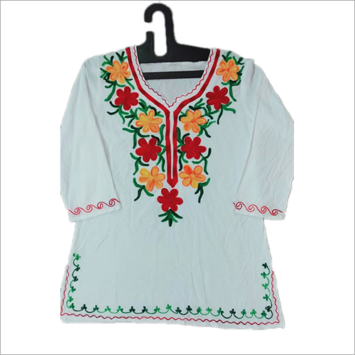 Ladies Neck Floral Embroidered Top - All Size, Multicolor | Embroidered Pattern, Suitable for All Seasons, Elegant Design