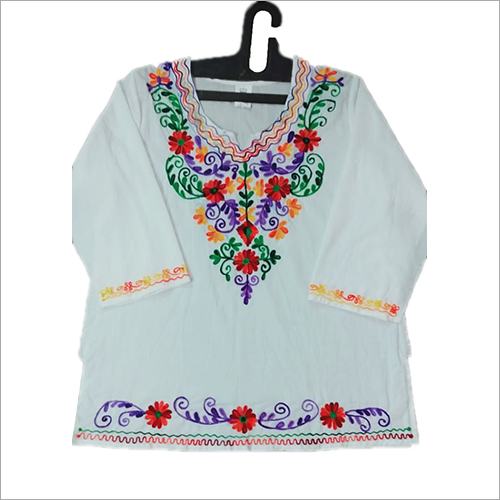 Ladies Chiffon Neck Embroidered Top