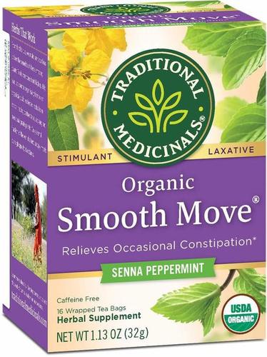 Traditional Medicinals Organic Smooth Move Herbal Tea Peppermint - 16 Tea Bags Efficacy: Promote Healthy & Growth