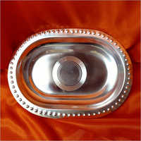 Silver Plated Tray - Handmade, Indian Style | Plain Finish, Elegant Silver Texture