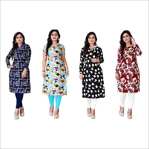 Ladies Designer Print Kurtis - Cotton Blend, Sizes S, M, L, XL | Casual Wear for All Seasons, Washable, Elegant Designs
