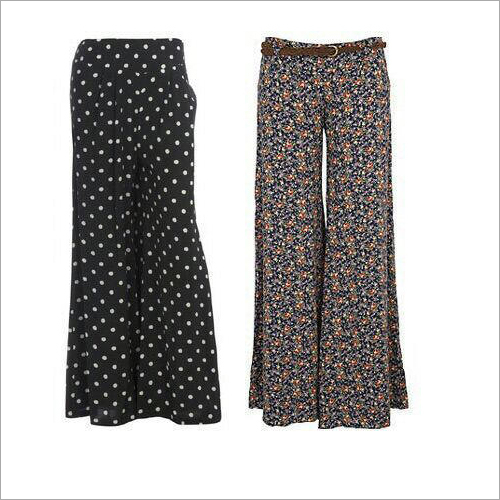 Ladies Casual Printed Palazzo - Cotton Blend, Sizes S to XL | All-Season Washable Design for Effortless Style and Comfort