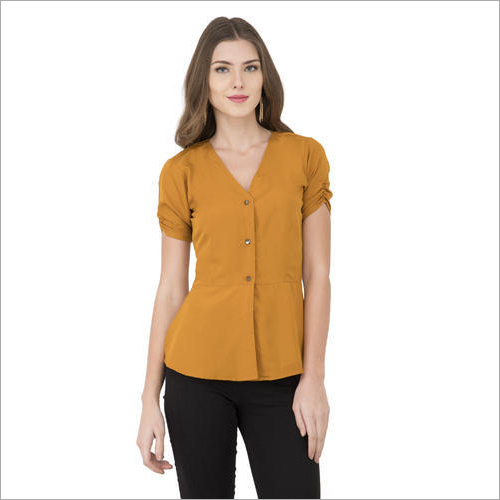 Ladies Stylish Top - Casual Cotton Blend, Short Sleeves, Plain Design for All Season Wear | Washable for Easy Care