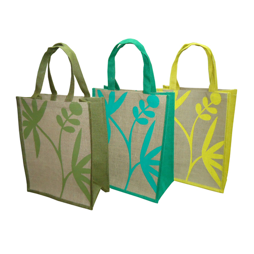 PP Laminated Jute Bag With Jute Handle & One Color Print One Side