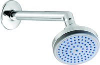 Elegant Designer Shower With Arm - Abs Plastic, Stainless Steel, Brass, Standard Size, Silver Color | 2.0 Gpm Flow Rate, Adjustable Spray Patterns, Anti-clog Nozzles