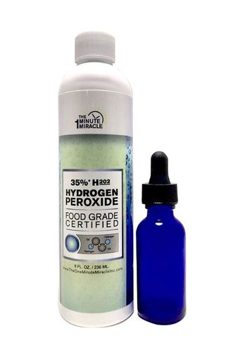 The Minute Miracle Hydrogen Peroxide 35% Food Grade H2O2  8 Oz Bottle