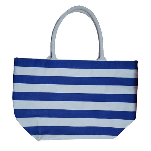 12 Oz Natural Canvas Striped Printed Tote Bag With Padded Handle Capacity: 5 Kgs Kg/Day