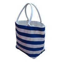 12 Oz Natural Canvas Striped Printed Tote Bag With Padded Handle