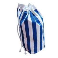 Natural Canvas Striped Print Drawstring Duffle Bag