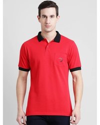 Men's Red Polo T-shirt - 100% Cotton, Slim Fit Half Sleeves | Self-design Pattern, Available In 16 Colors, Perfect For Summer