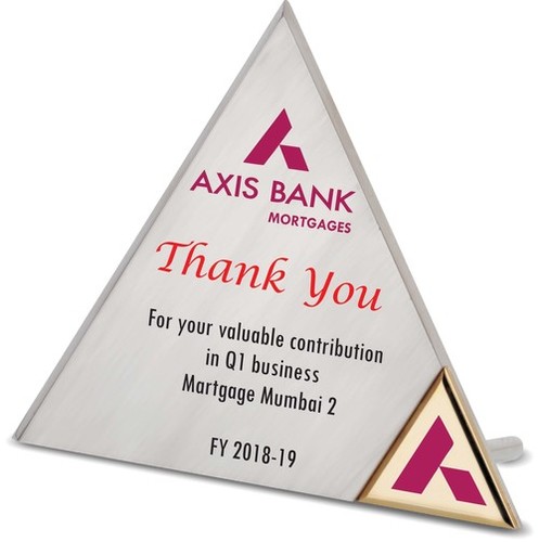 Triangle Shaped Printed Metal Awards