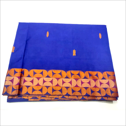 Casual Ladies Blue Cotton Border Saree