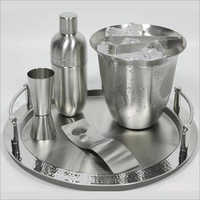 Barset Cocktail Shaker Double Wall Ice Bucket With Tong  Bar Tray Peg Measure  And Opener