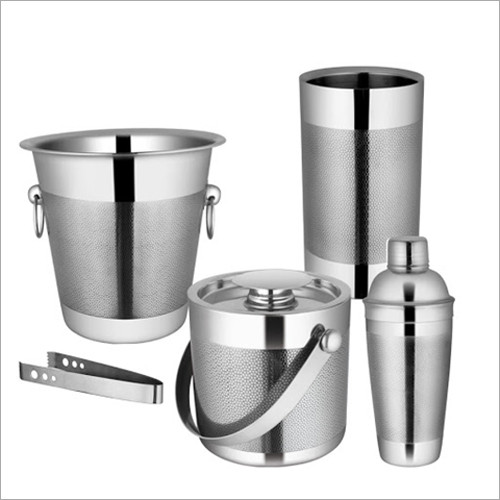 Barset Cocktail Shaker Double Wall Ice Bucket With Tong Wine Chiller And Champagne Bucket