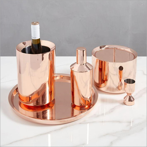 Barset Cocktail Shaker Double Wall Ice Bucket Bar Tray Peg Measure And Wine Chiller