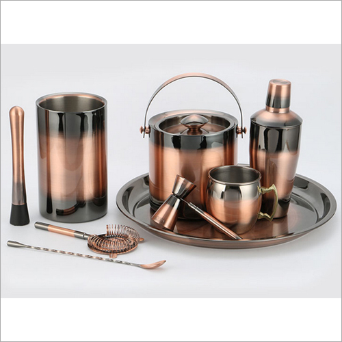 Barset Cocktail Shaker Double Wall Ice Bucket Bar Tray Wine Chiller, Mule Mug & 4 Pcs Bar Tools