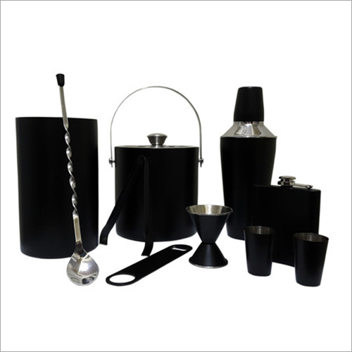 Barset Cocktail Shaker Double Wall Ice Bucket With Tong Peg Measure Wine Chiller Stirrer Hip Flask And Short Glasses By J K EXIM
