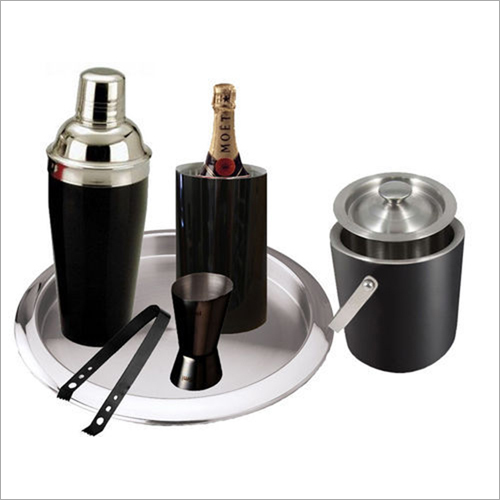 Barset Cocktail Shaker Double Wall Ice Bucket With Tong Bar Tray Peg Measure And Wine Chiller