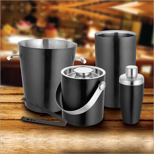 Barset Cocktail Shaker Double Wall Ice Bucket With Tong Champagne Bucket And Wine Chiller