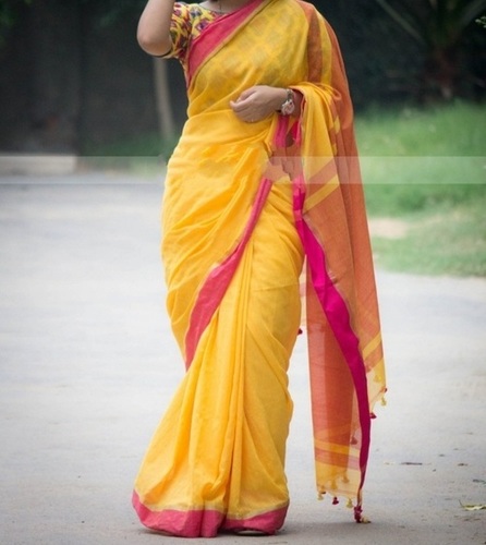 Yellow. Pure Cotton Saree