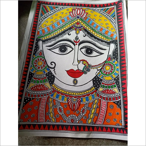 Maa Durga Wall Hanging Mithila Painting Size: Different Size Available