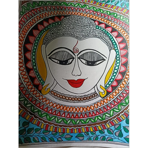 Mahatma Buddha Wall Hanging Mithila Painting - Multicolor Different Sizes Available Framed Traditional Art